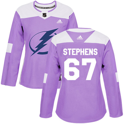 Adidas Tampa Bay Lightning 67 Mitchell Stephens Purple Authentic Fights Cancer Women Stitched NHL Jersey